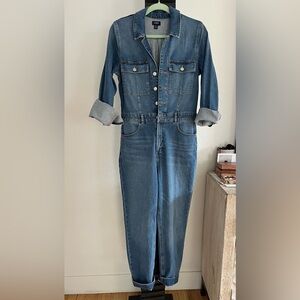 J Crew Denim Collared Utility Jumpsuit Coveralls Sz 6